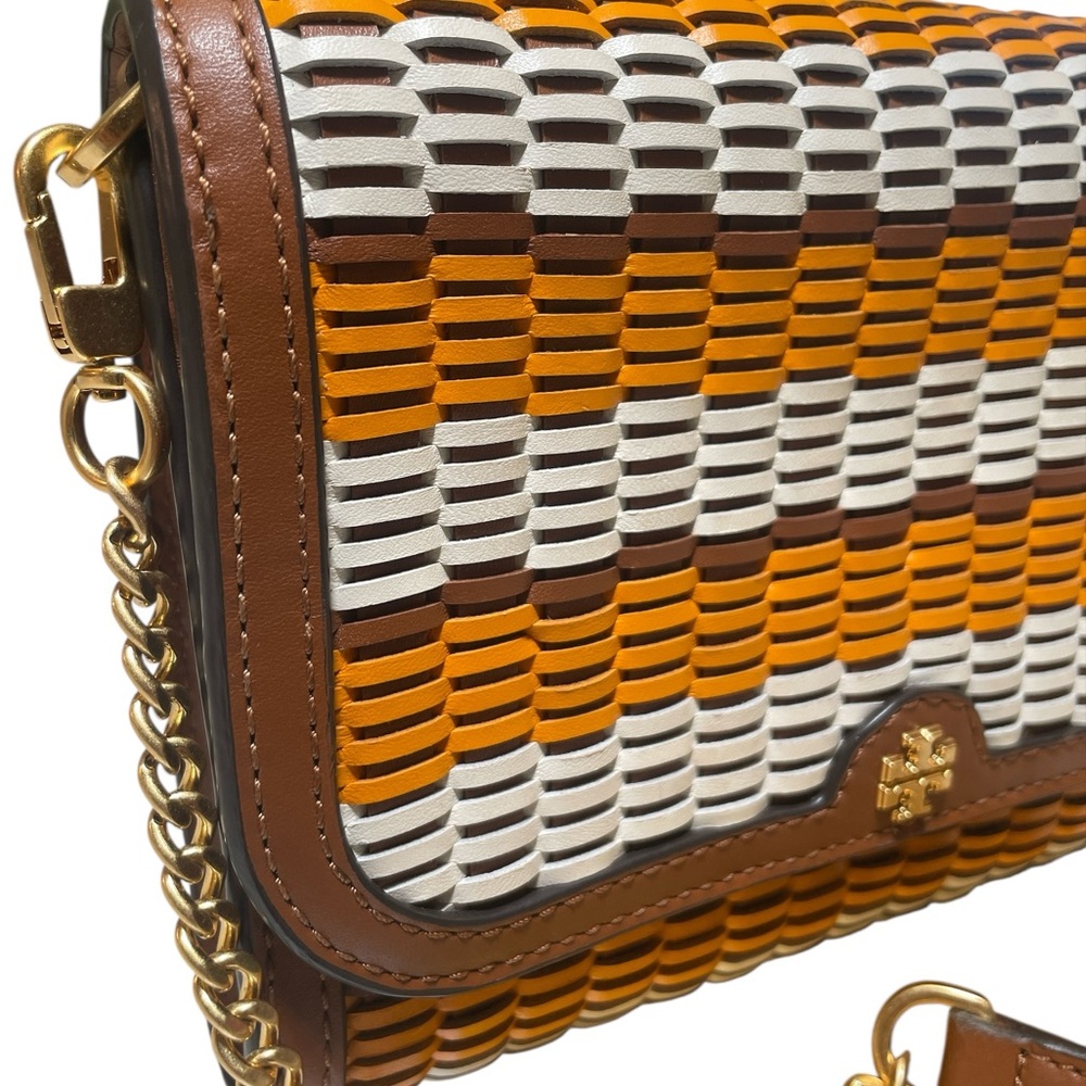 Tory Burch Emerson Woven Chain Crossbody Bag in Orange and White π§‘ - Picture 5 of 17